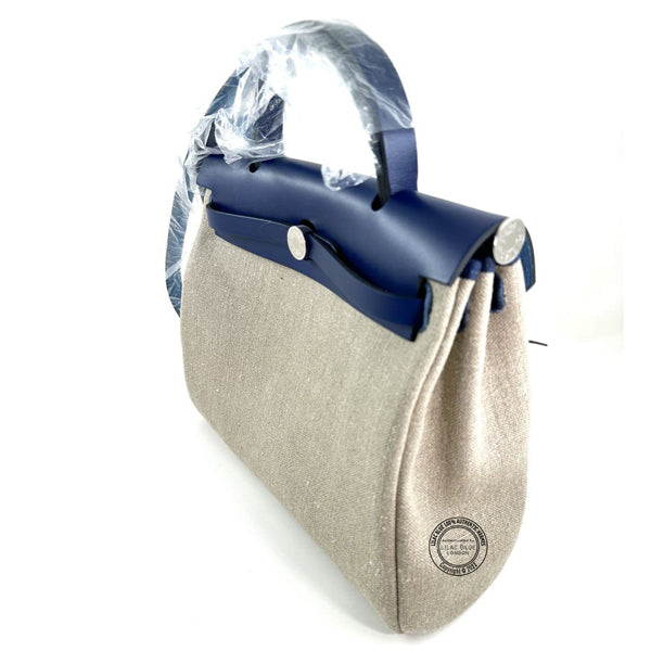 Hermes Herbag 31cm Bleu Saphir Swift/Toile PHW