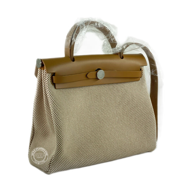 Hermès Herbag 31cm Natural Vache Hunter/Toile H PHW