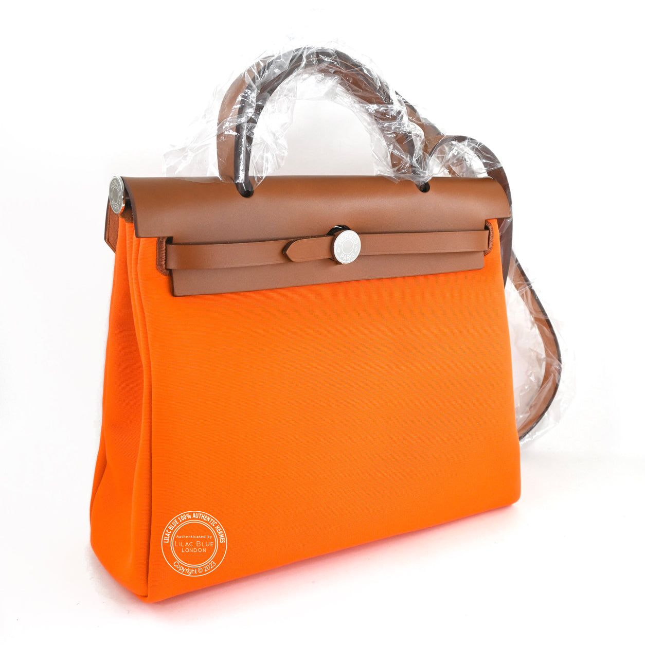 Hermes Herbag 31cm Orange Minium Hunter/Toile PHW