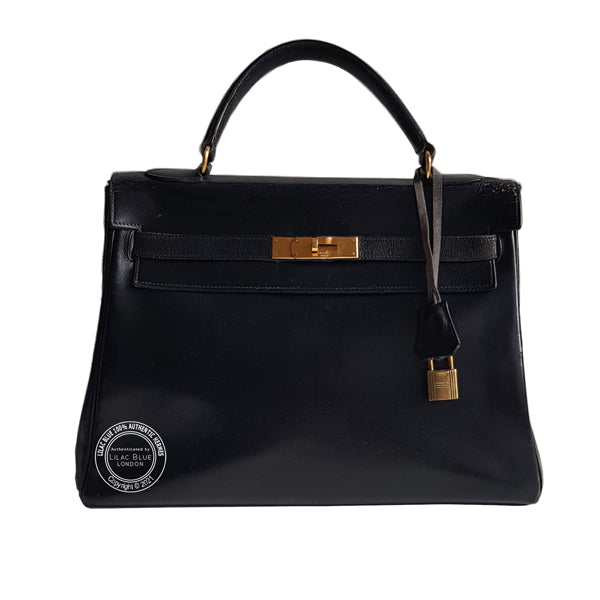 Hermès Kelly 32cm Black Box GHW - Vintage