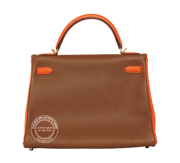 Hermès Kelly 32cm Brown/Orange Togo BGHW
