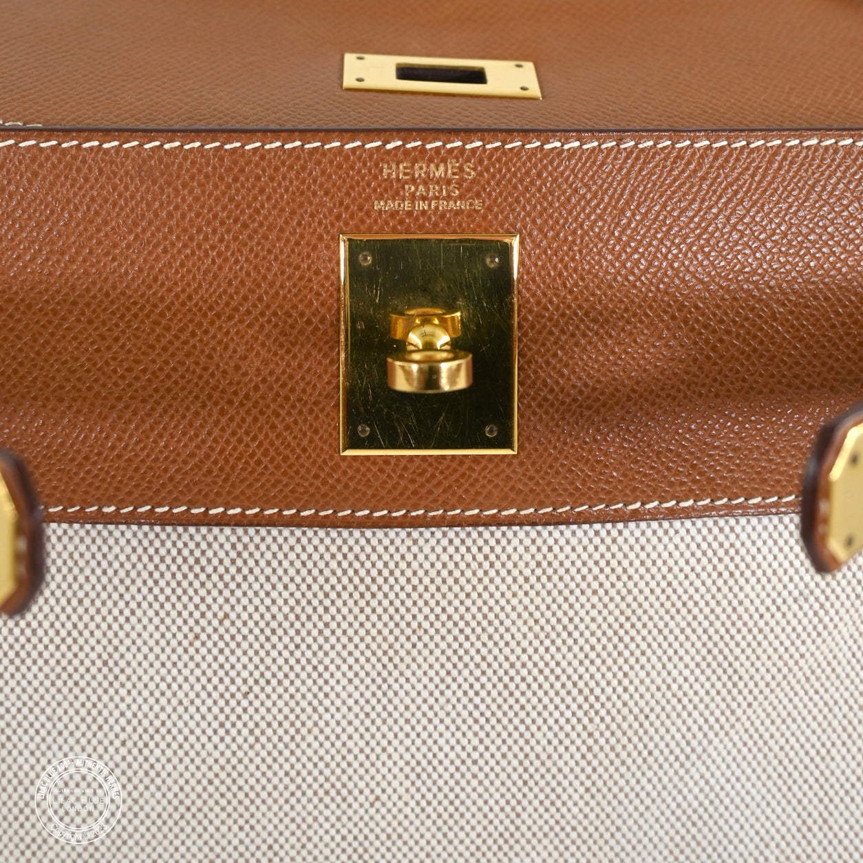 Hermès Kelly 32cm Gold Courchevel/Canvas GHW - Vintage