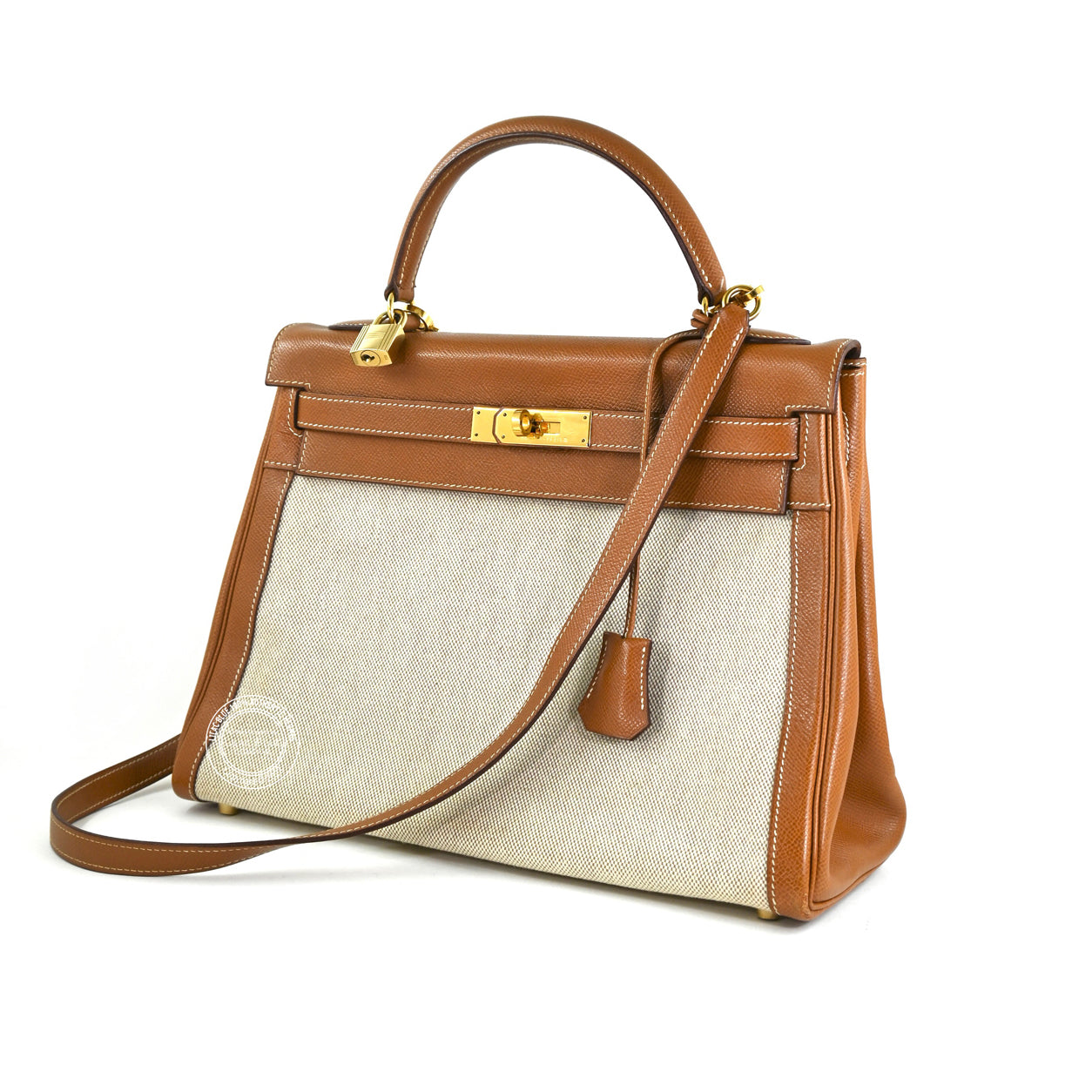 Hermès Kelly 32cm Gold Courchevel/Canvas GHW - Vintage
