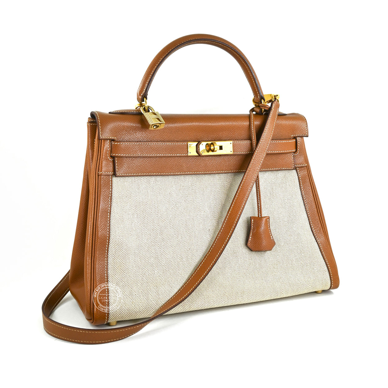 Hermès Kelly 32cm Gold Courchevel/Canvas GHW - Vintage
