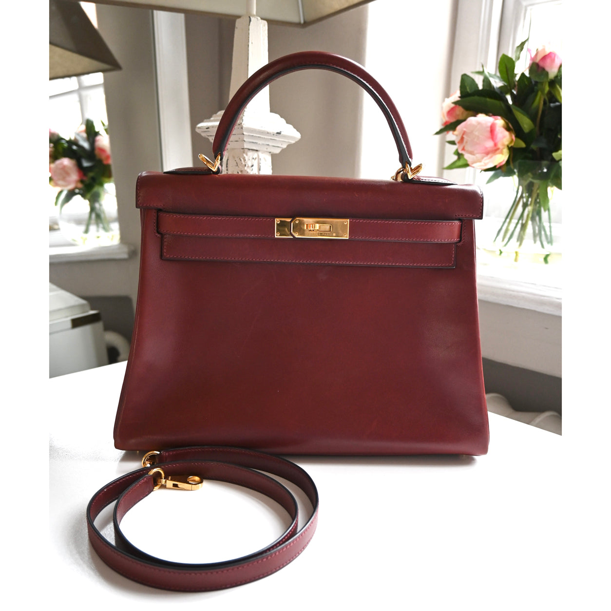 Hermès Kelly 32cm Rouge H Box GHW - Vintage