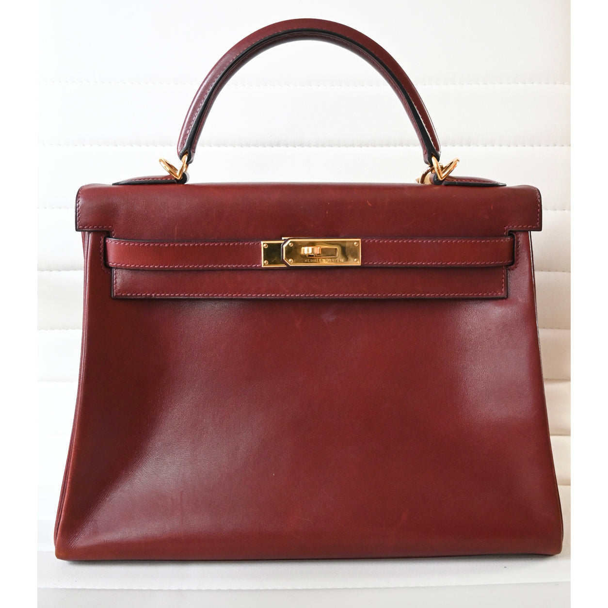 Hermès Kelly 32cm Rouge H Box GHW - Vintage