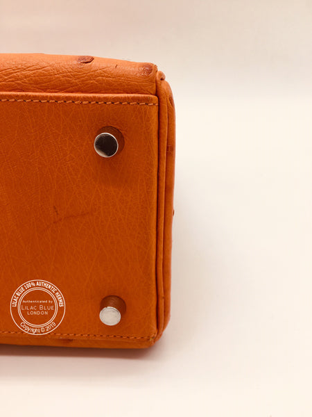 Hermès Kelly 32cm Tangerine Ostrich PHW - Preloved