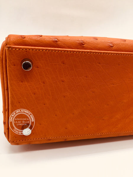 Hermès Kelly 32cm Tangerine Ostrich PHW - Preloved