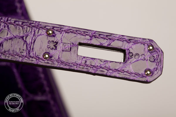 Hermès Kelly 32cm Ultra Violet Shiny Croc GHW