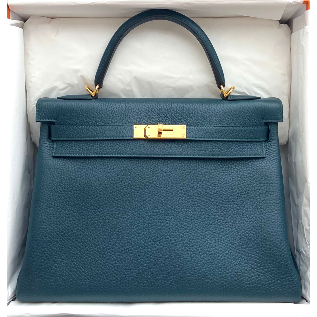 Hermès Kelly 32cm Vert Cypress Togo GHW