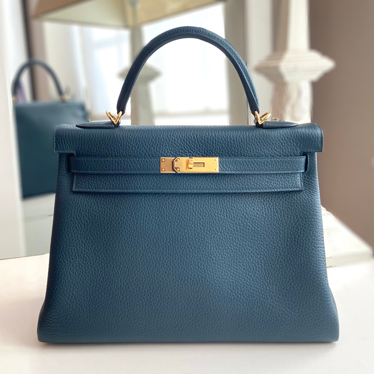 Hermès Kelly 32cm Vert Cypress Togo GHW
