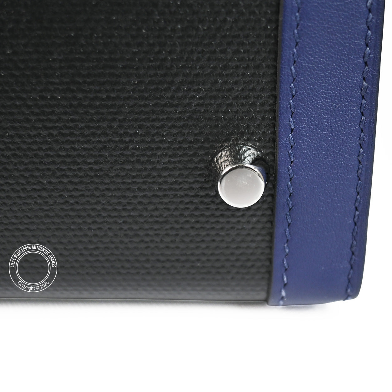 Hermès Kelly 32 Bleu Saphir/Black Swift/Toile Berline PHW