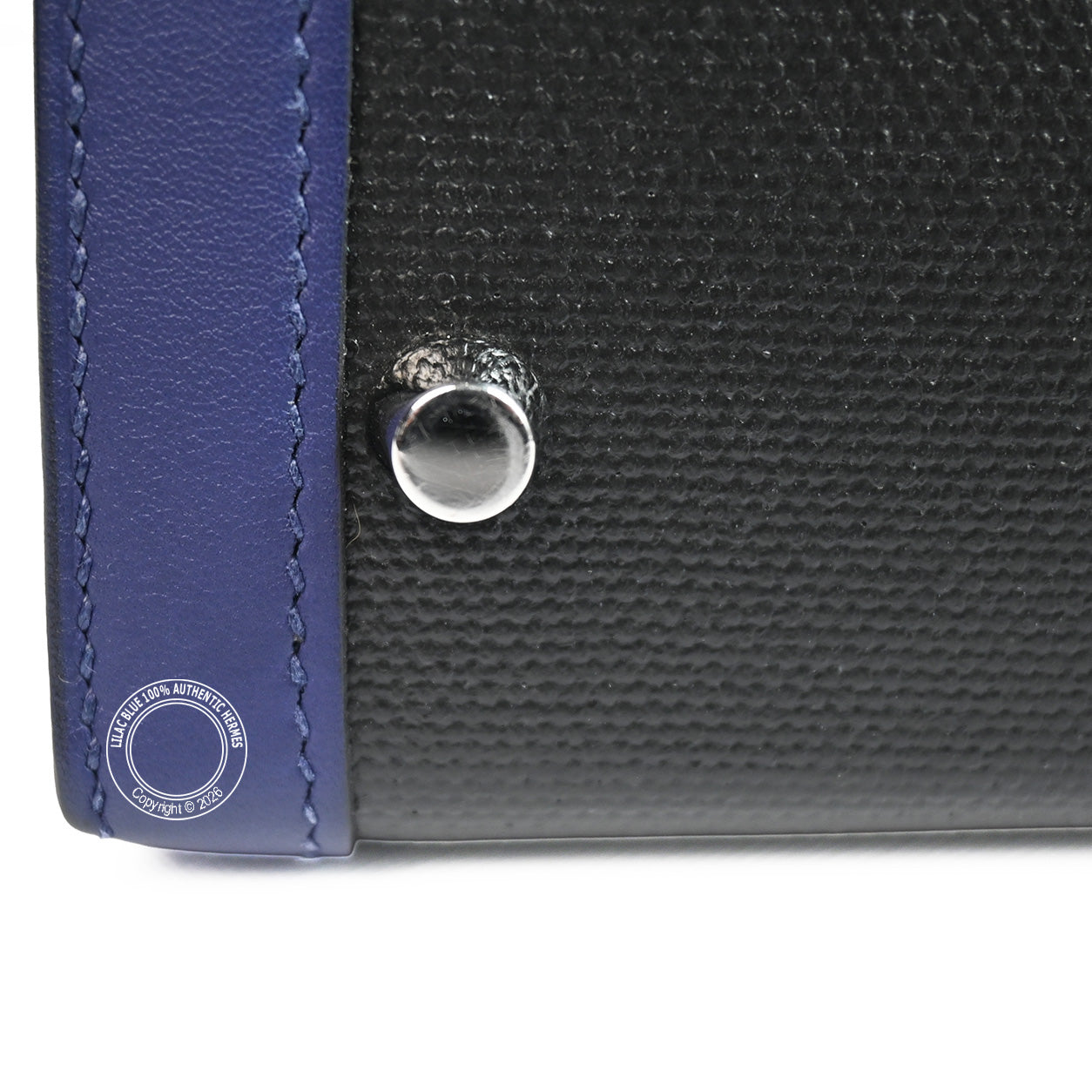 Hermès Kelly 32 Bleu Saphir/Black Swift/Toile Berline PHW