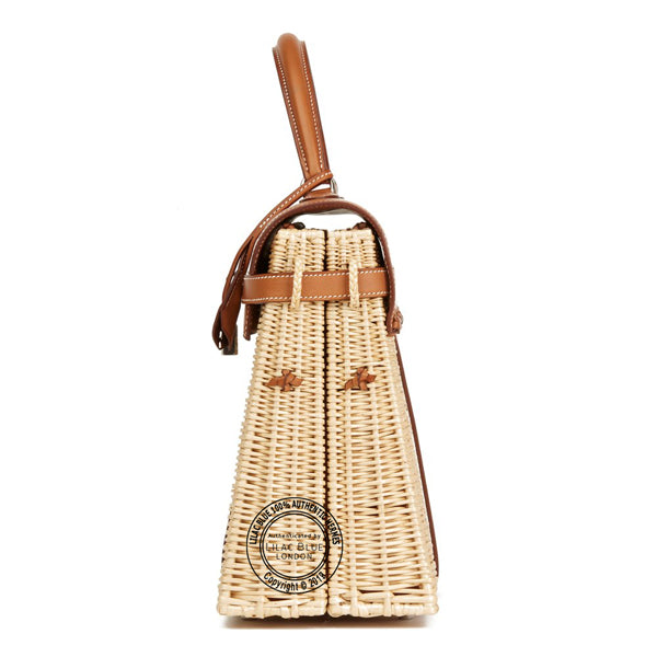 Hermès Kelly 35cm Natural Picnic Barenia/Osier PHW - Preloved
