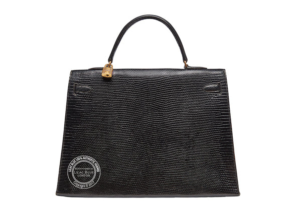 Hermès Kelly 35cm Black Lizard GHW - Vintage