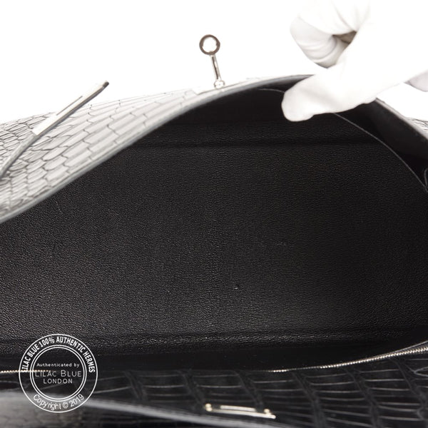 Hermès Kelly 35cm Black Matte Alligator PHW - Preloved