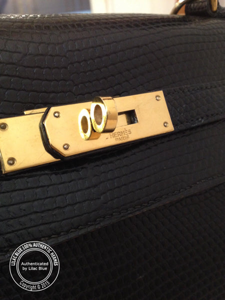 Hermès Kelly 35cm Black Lizard GHW - Vintage