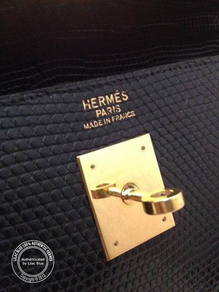 Hermès Kelly 35cm Black Lizard GHW - Vintage