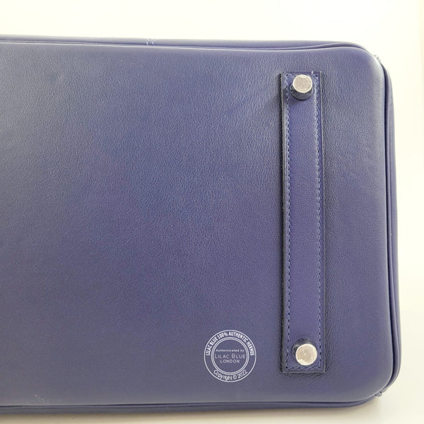 Hermès Birkin 35cm Bleu Encre Tressage Swift PHW - Preloved