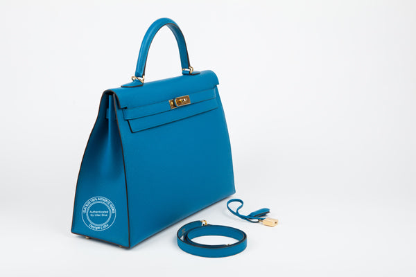 Hermès Kelly 35cm Bleu Izmir Epsom GHW