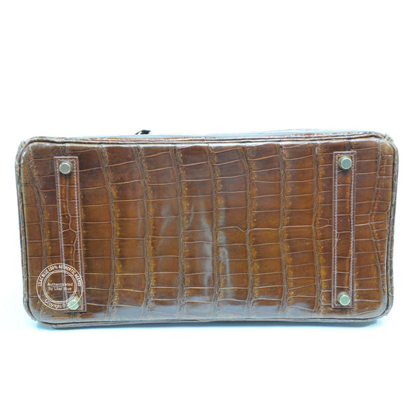 Hermès Birkin 35cm Miel Shiny Croc GHW - Vintage