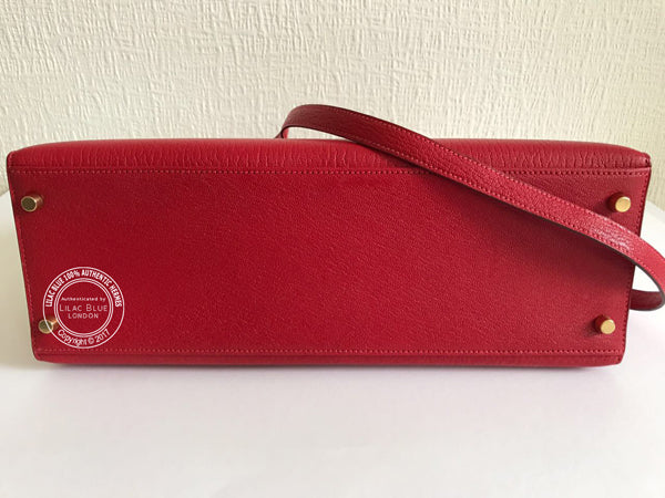 Hermès Kelly 35cm Red Chevre de Coromandel GHW - Vintage