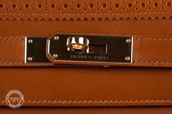 Hermès Kelly 35cm Fauve Ghillies Tadelakt Permabrass