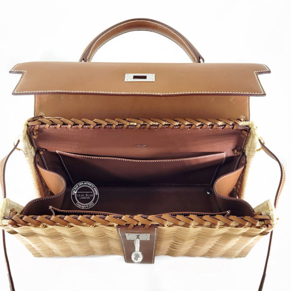 Hermès Kelly 35cm Fauve Picnic Barenia/Osier PHW