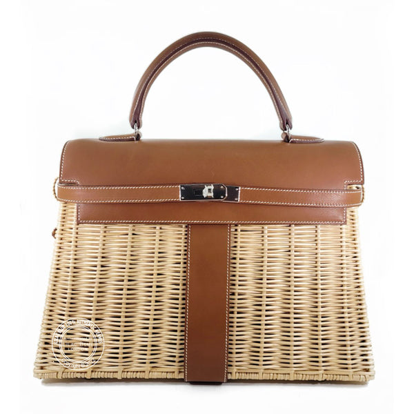 Hermès Kelly 35cm Fauve Picnic Barenia/Osier PHW