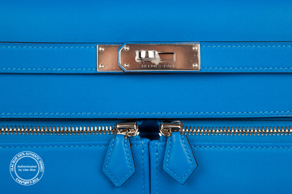 Hermès Kelly 35cm Bleu Hydra Lakis Swift PHW
