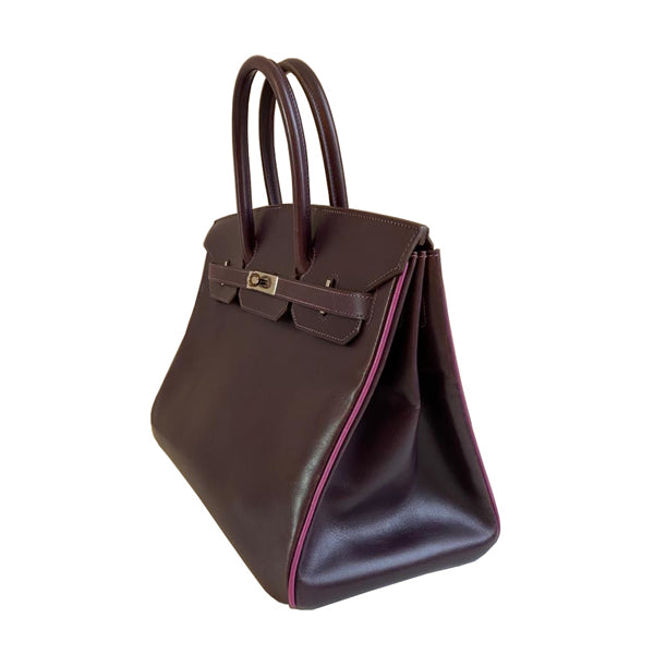 Hermès Birkin 35cm Raisin/Cyclamen Box PHW - Preloved