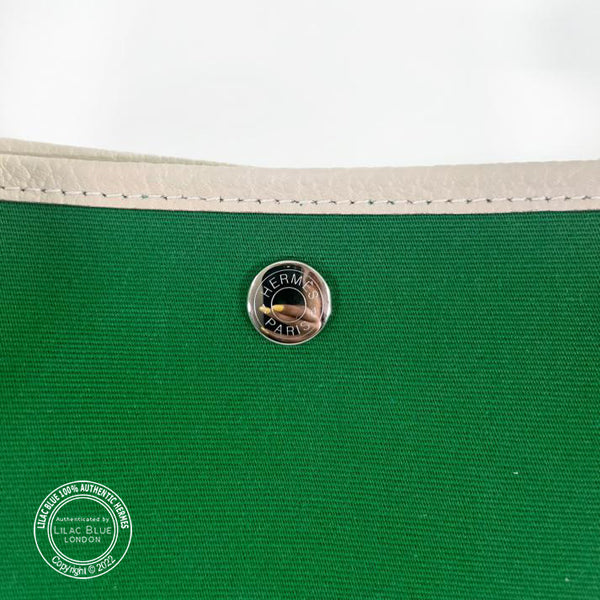 Hermès Garden Party 36cm Cactus/Craie Canvas/Cowhide PHW