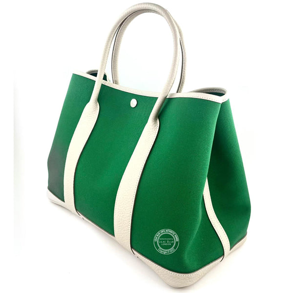 Hermès Garden Party 36cm Cactus/Craie Canvas/Cowhide PHW