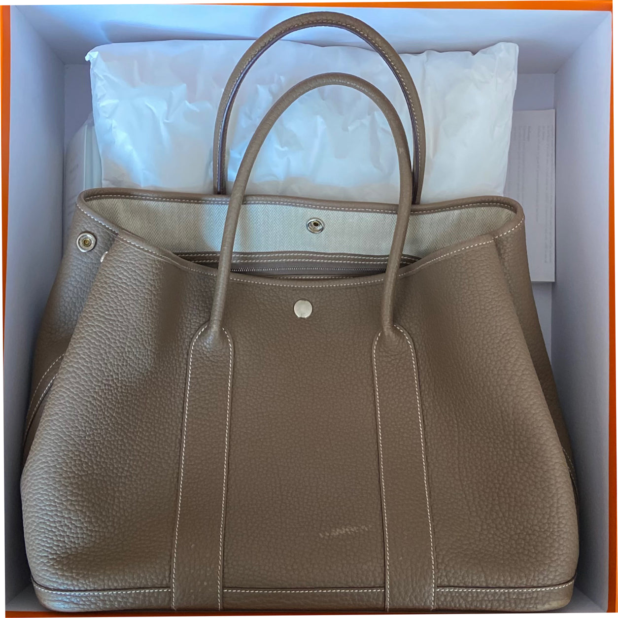 Hermès Garden Party 36cm Etoupe Negonda PHW - Preloved