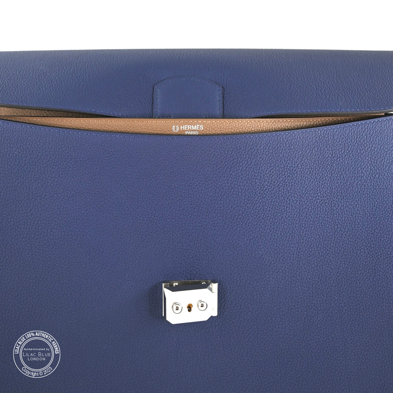 Hermès Sac a Depeche 38cm Bleu Saphir/Gold HSS Togo PHW