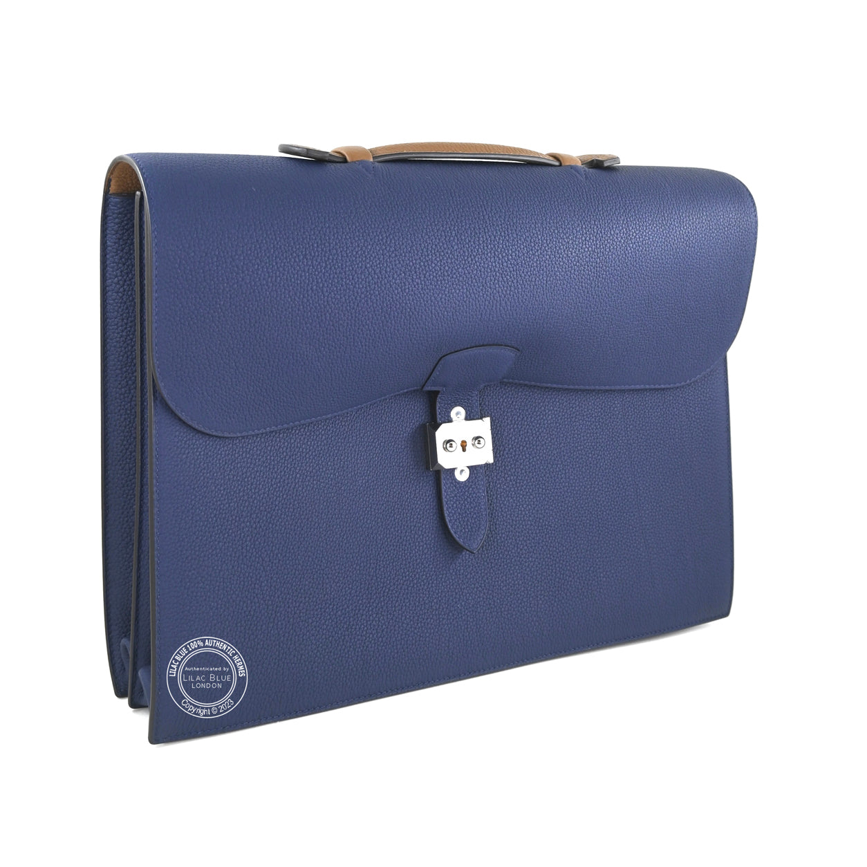 Hermès Sac a Depeche 38cm Bleu Saphir/Gold HSS Togo PHW