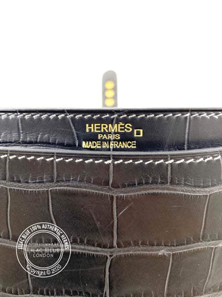 Hermès Sac a Depeche 38cm Gris de Paris Alligator GHW - Preloved