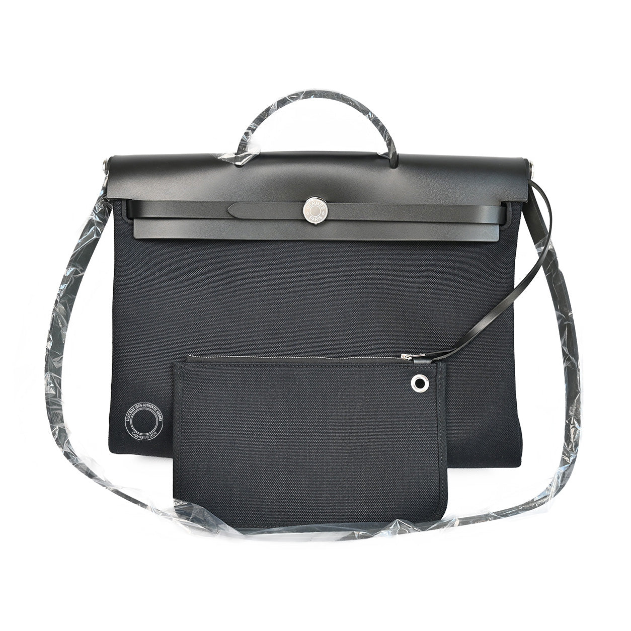 Hermès Herbag 39cm Black Messenger Hunter/Militaire Canvas PHW