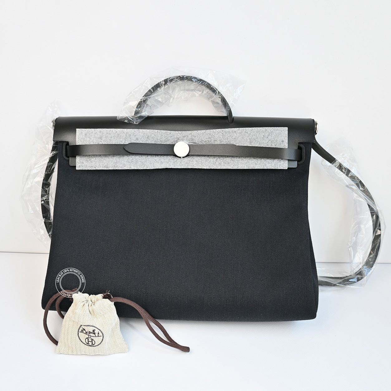 Hermès Herbag 39cm Black Messenger Hunter/Militaire Canvas PHW