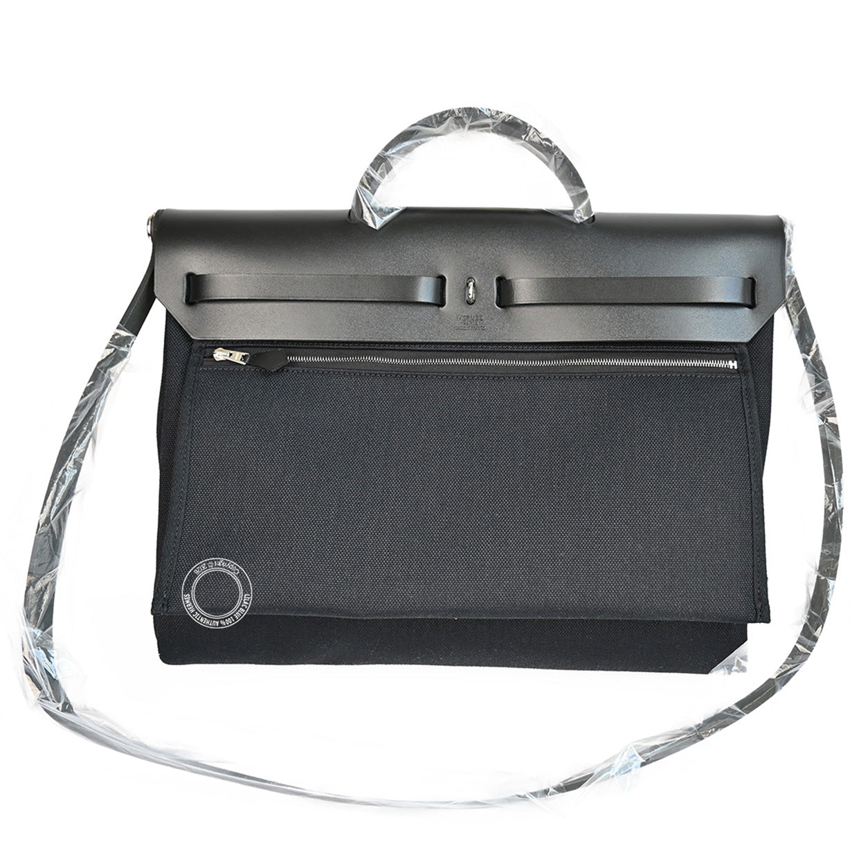 Hermès Herbag 39cm Black Messenger Hunter/Militaire Canvas PHW