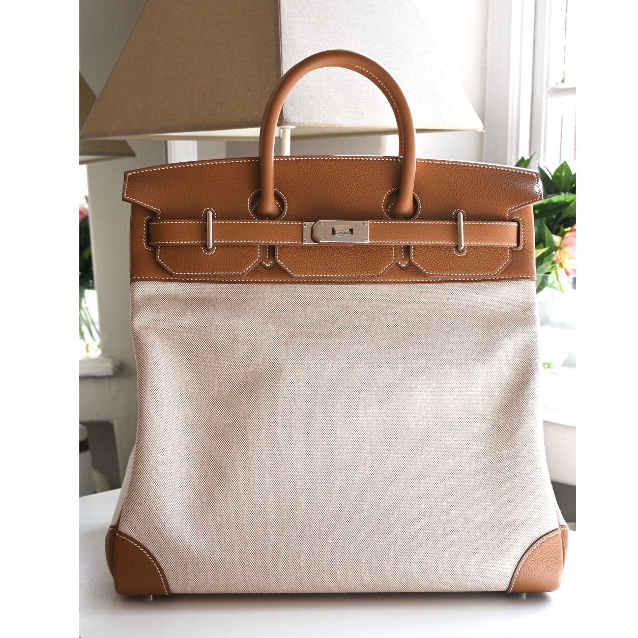 Hermes Birkin 40cm Gold Togo/Toile H HAC PHW