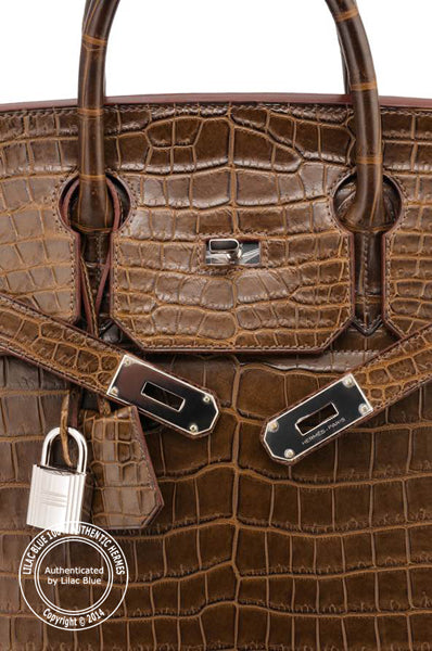 Hermès Birkin 40cm Gris Elephant HAC Matte Croc PHW