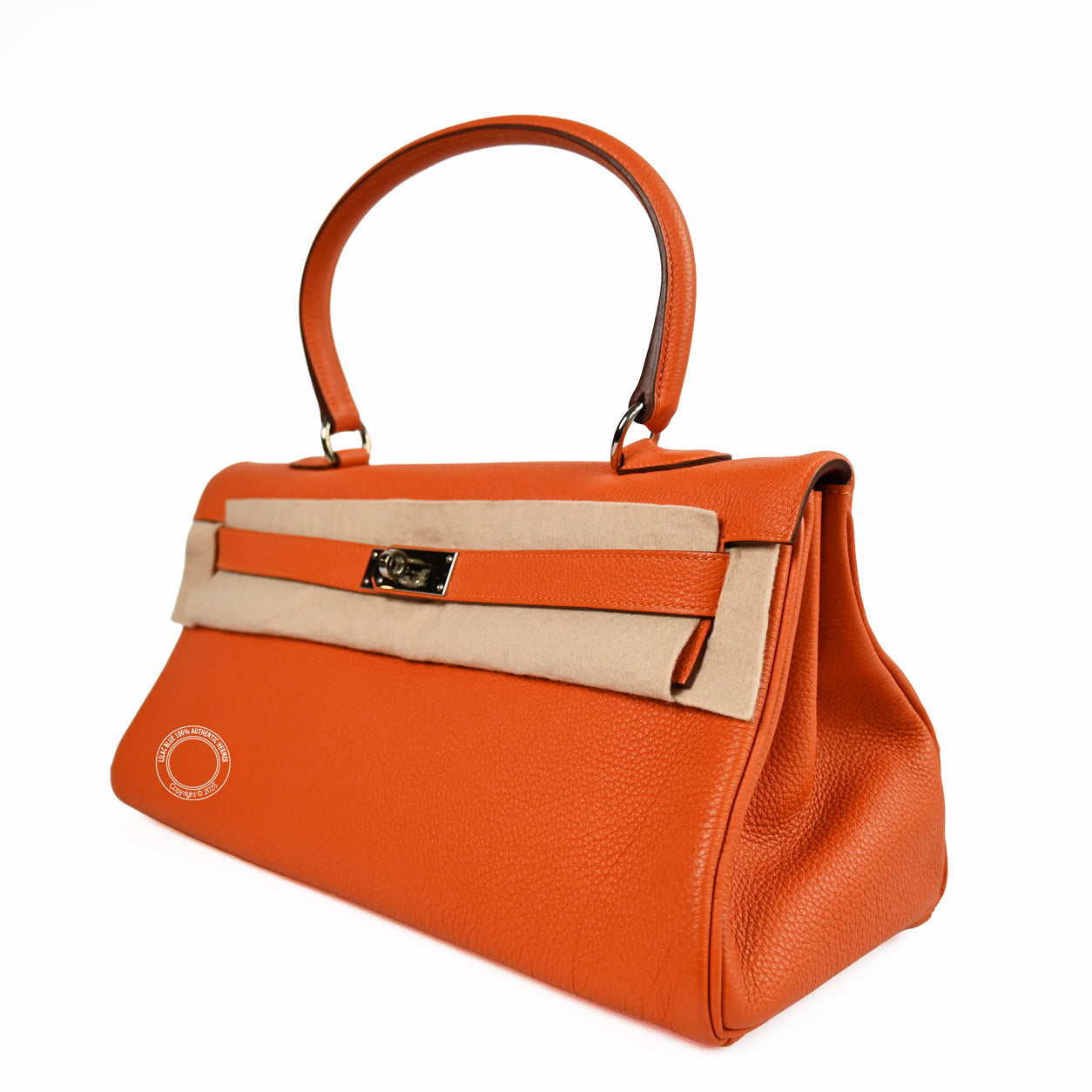 Hermes Kelly 42cm Orange JPG Shoulder Clemence PHW - Preloved