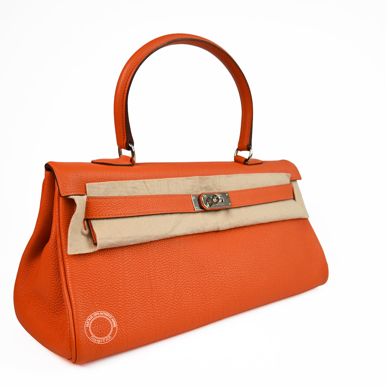 Hermes Kelly 42cm Orange JPG Shoulder Clemence PHW - Preloved