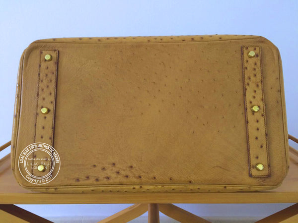 45cm Saffron HAC Birkin. Ostrich, Gold - Vintage