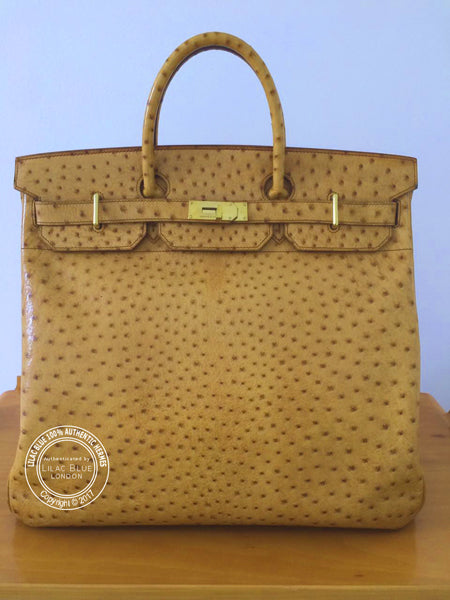 45cm Saffron HAC Birkin. Ostrich, Gold - Vintage