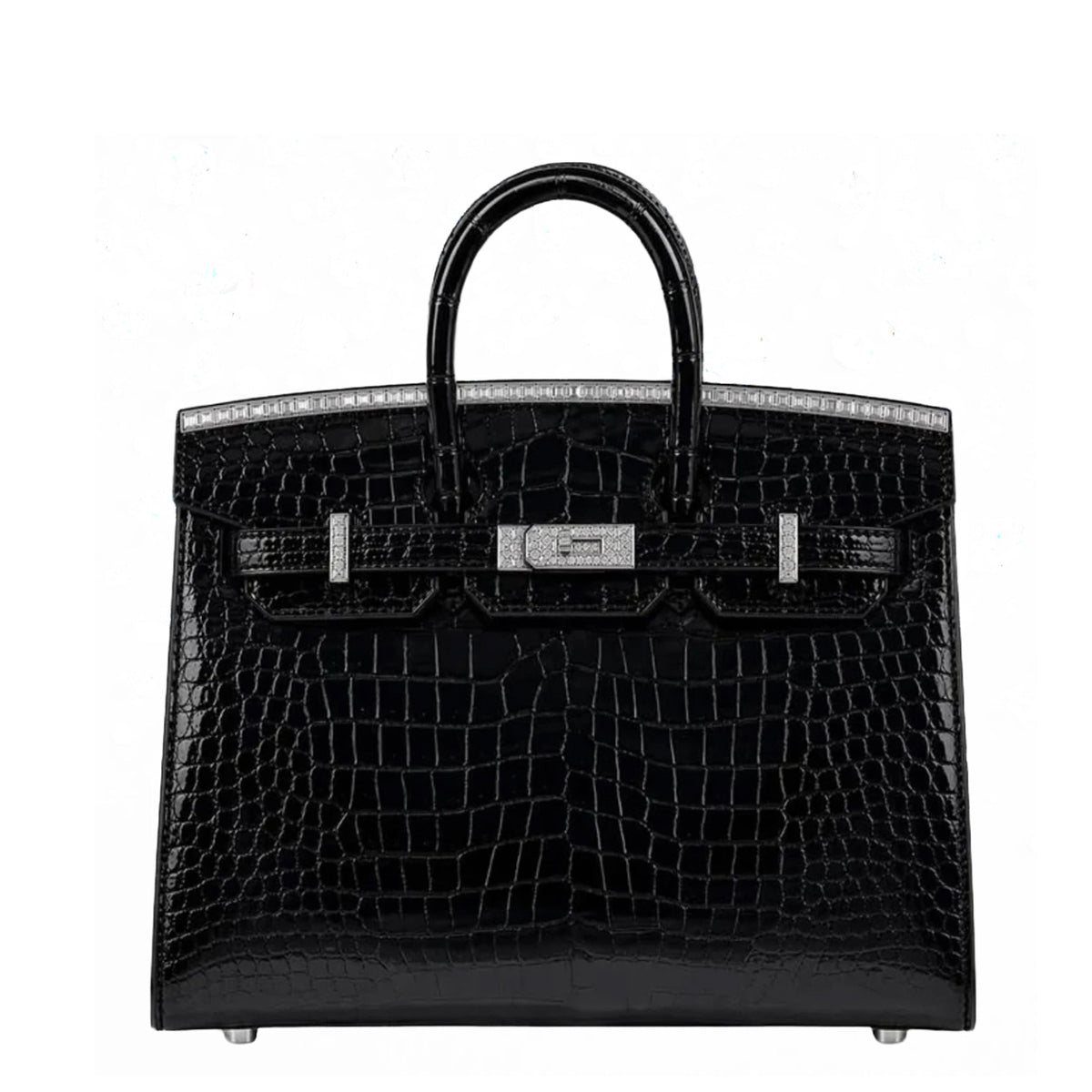 Hermès Birkin 20cm Black Parure Shiny Croc DHW