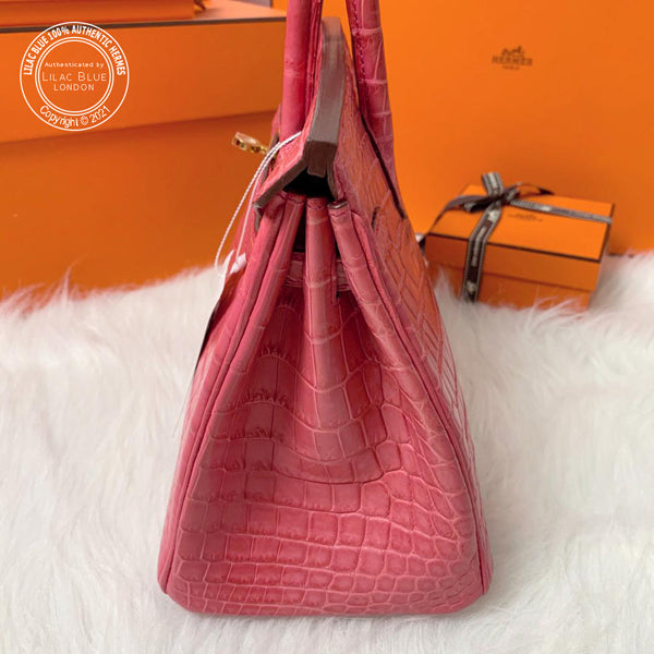 Hermès Birkin 25cm Bougainvillea Matte Croc GHW