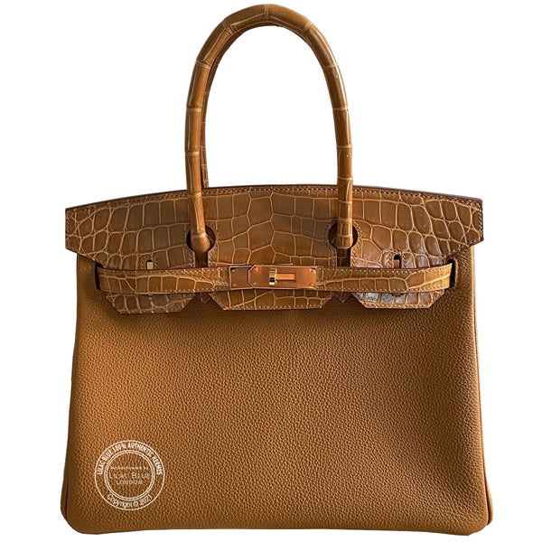 Hermès Birkin 30cm Tabac/Caramel Touch Shiny Croc/Togo GHW