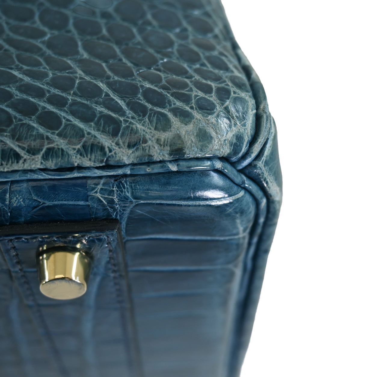 Hermès Birkin 40cm Blue Jean Shiny Croc GHW - Preloved